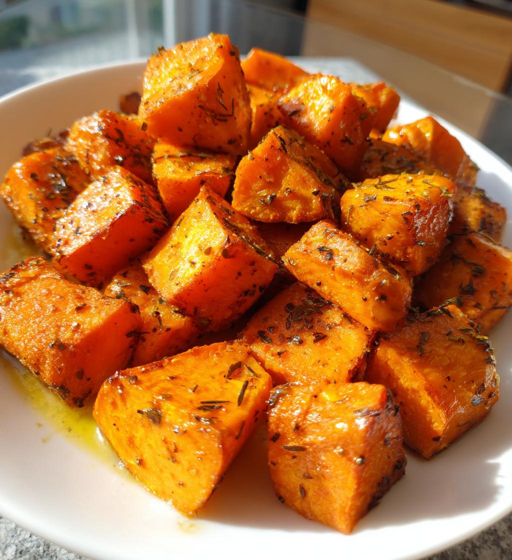 baked sweet potatoes in the oven cubed