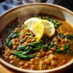 lentil soup with lemon and spinach
