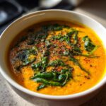 red lentil soup with spinach