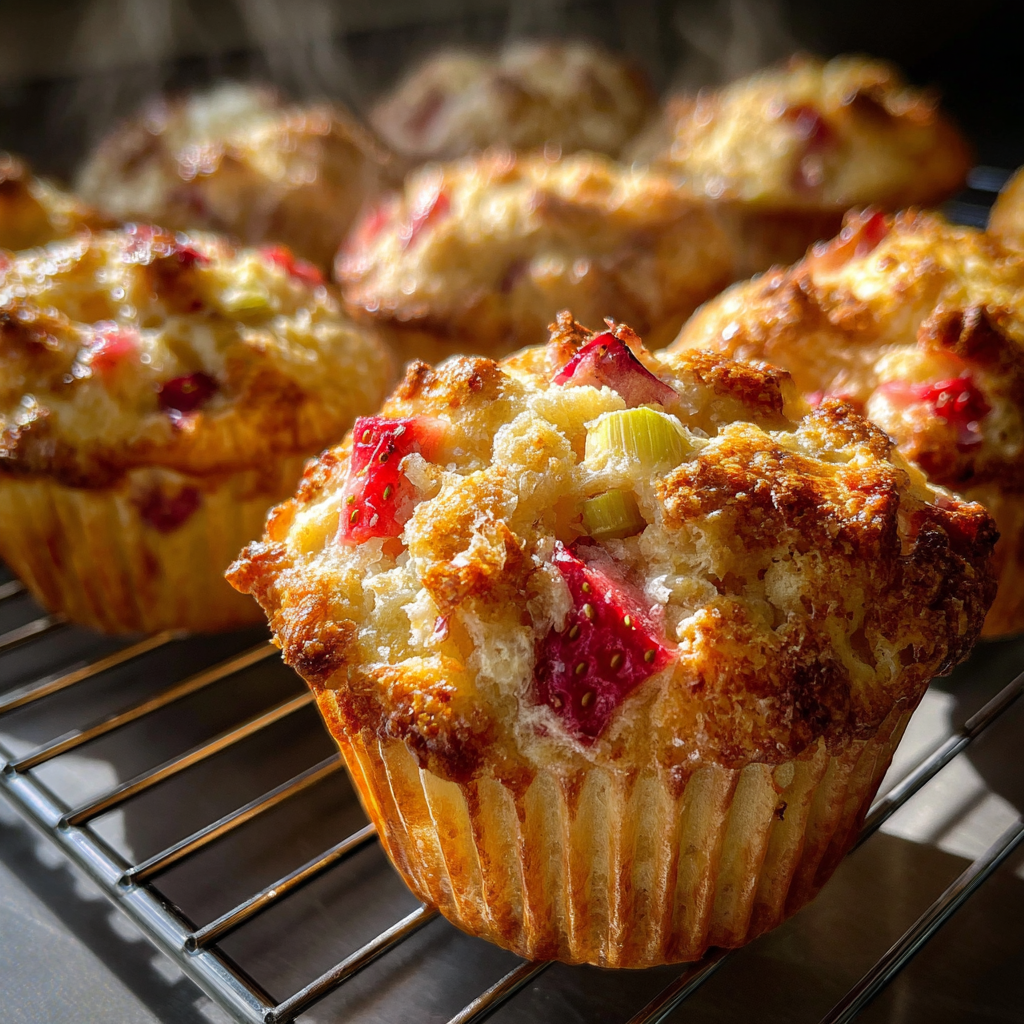 Fluffy Strawberry Rhubarb Muffins for the Perfect Spring Morning