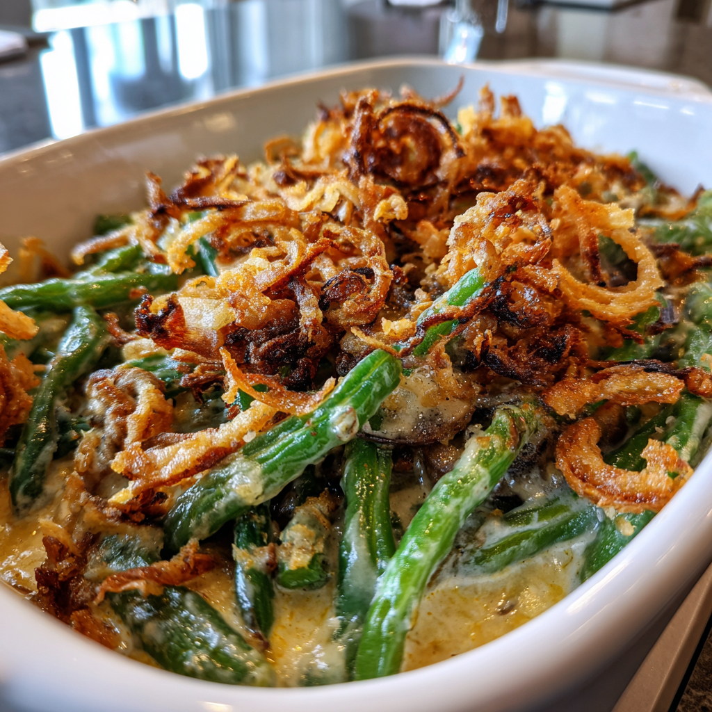 fresh green bean casserole: the perfect holiday comfort dish