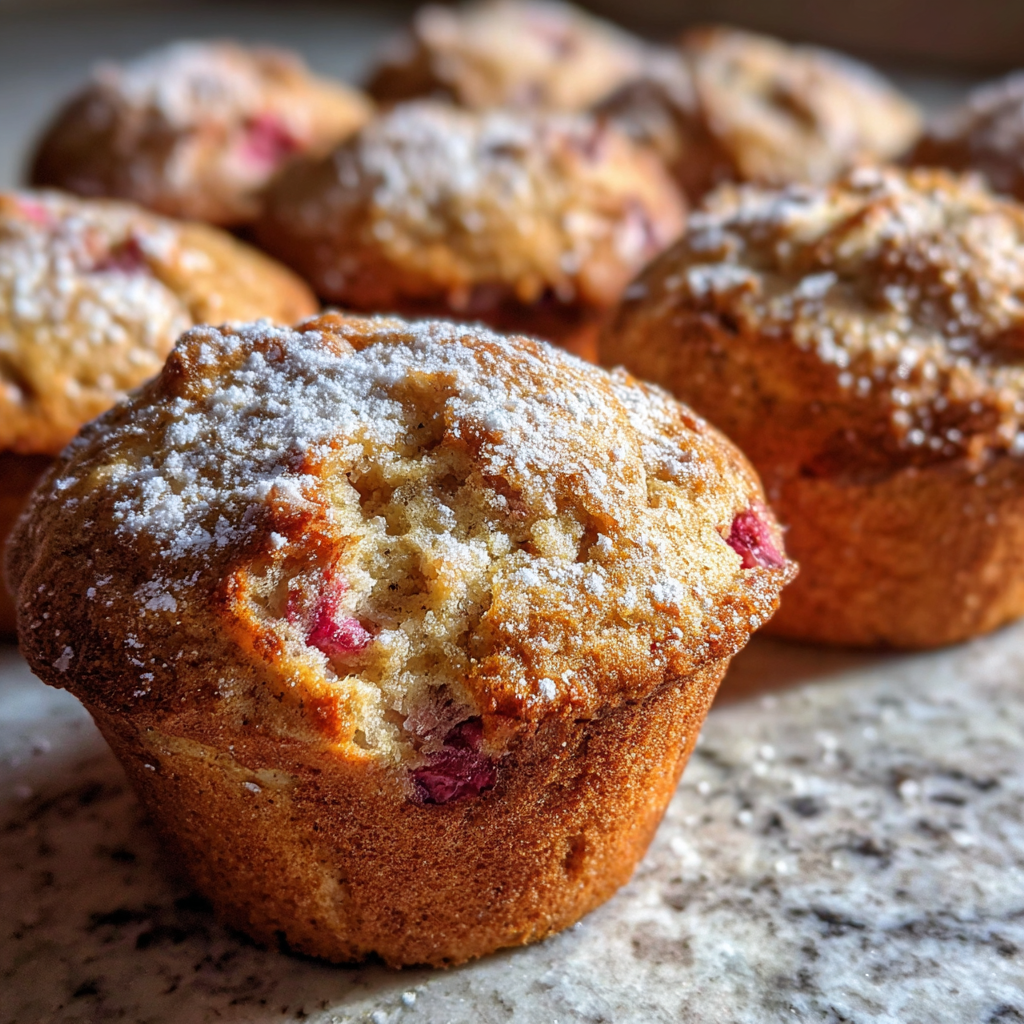 Rhubarb Muffins with Sour Cream — 12 Extra Moist & Perfectly Tangy