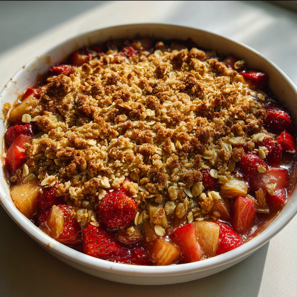 strawberry rhubarb crisp recipe with 40 minutes to perfect sweetness