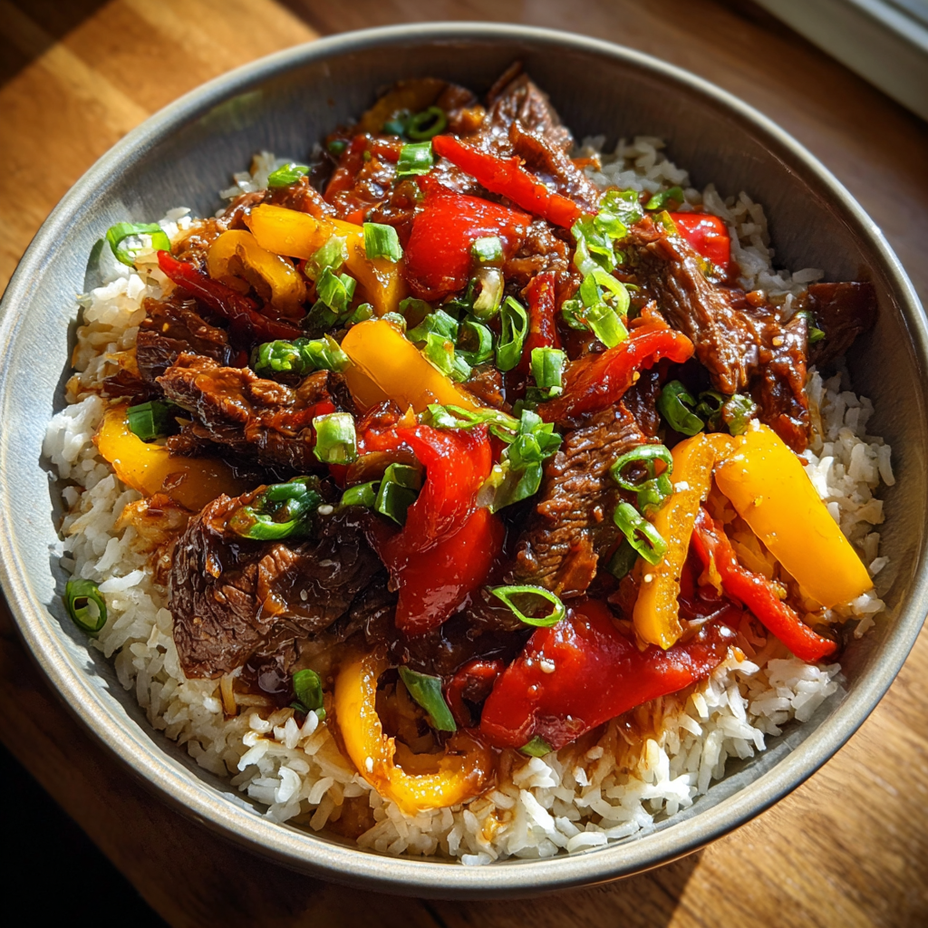 beef and pepper rice bowl: 30-Minute Irresistible Weeknight Dinner
