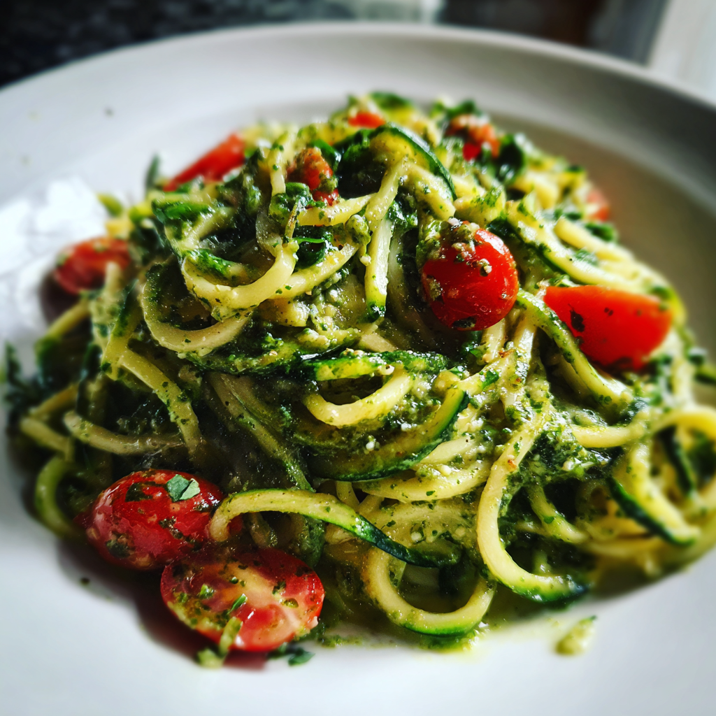 easy low carb meals: 4 Irresistible Zucchini Noodles with Pesto