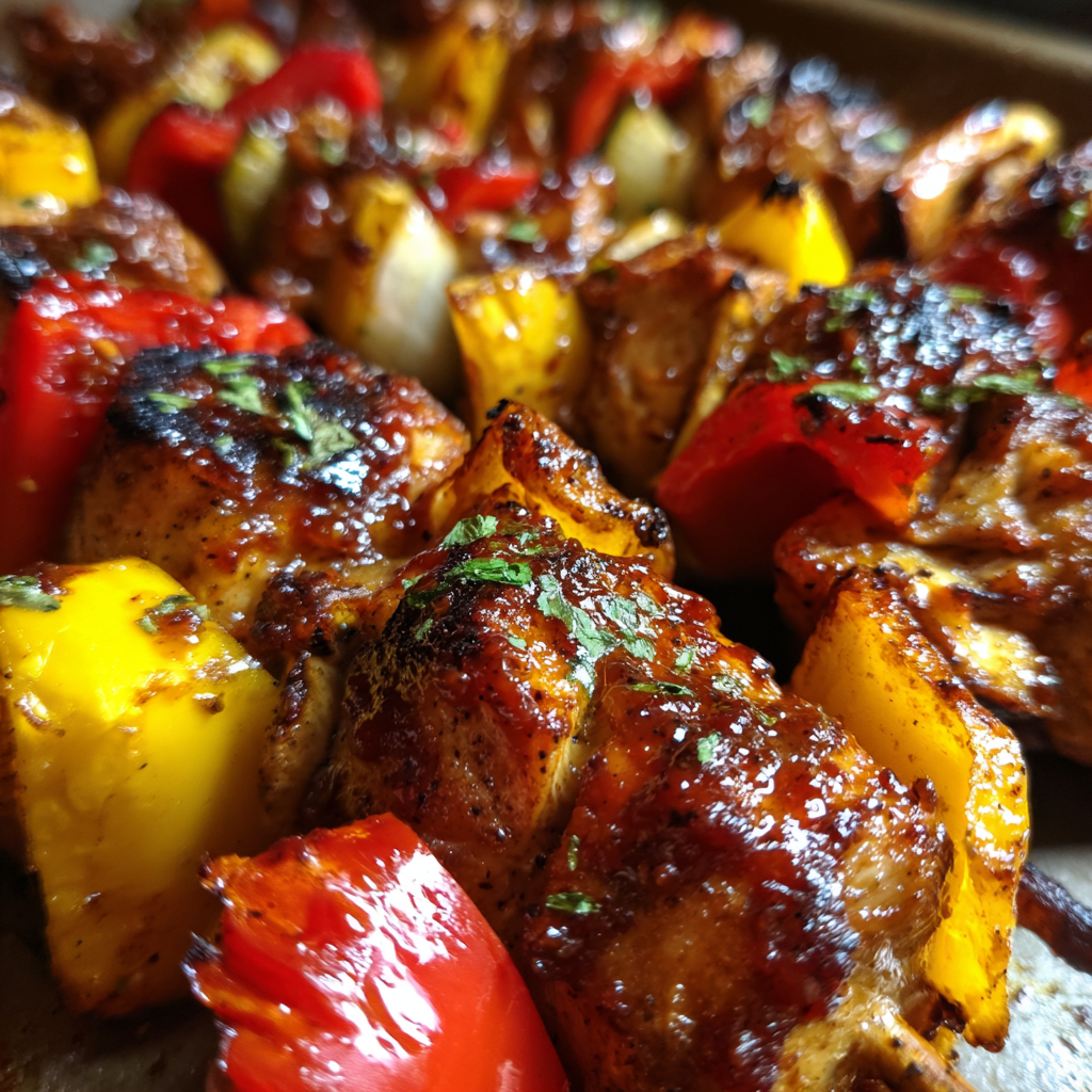 Memorial Day Weekend Food: Irresistible Grilled BBQ Chicken and Veggie Skewers
