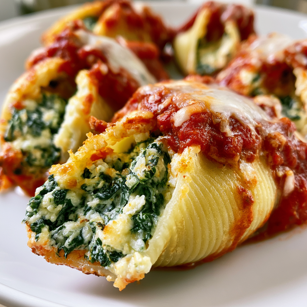 Spinach and Ricotta Stuffed Shells with 3 Irresistible Cheese Layers