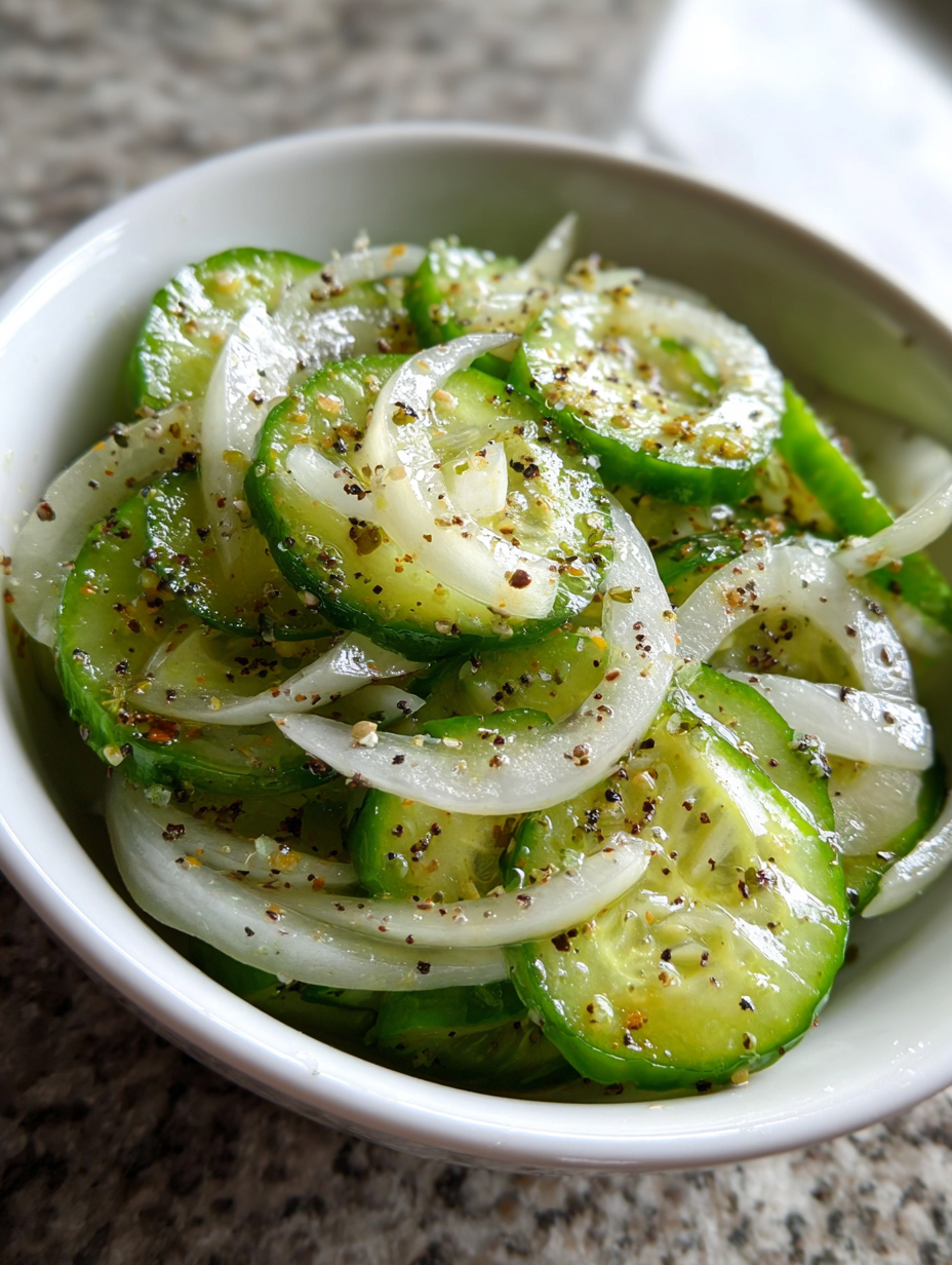 cucumbers and onions in vinegar