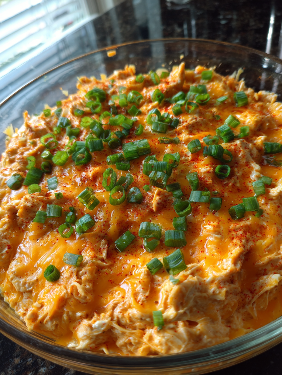 football food: Delicious Buffalo Chicken Dip for Game Day