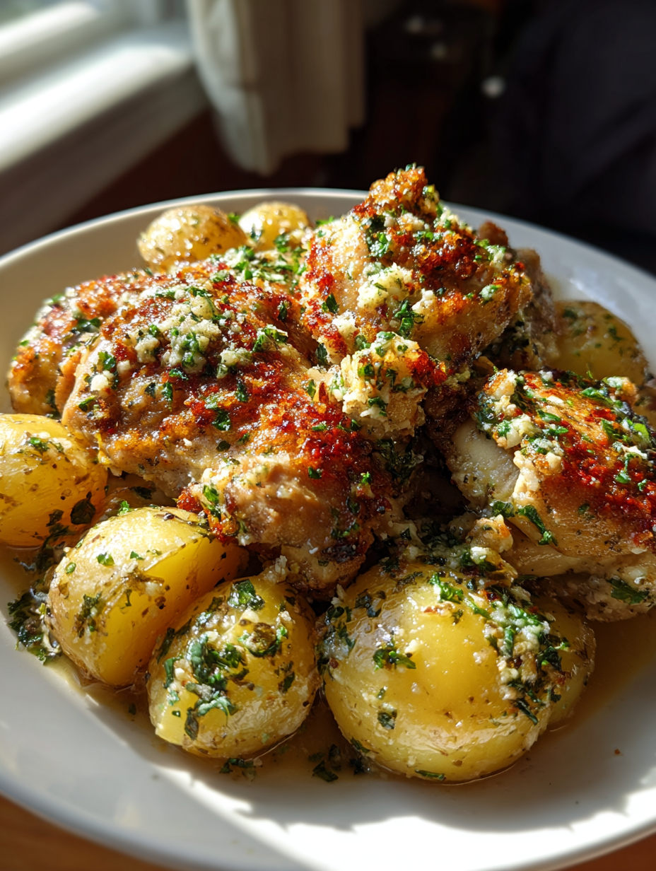 Garlic Parmesan Crockpot Chicken and Potatoes
