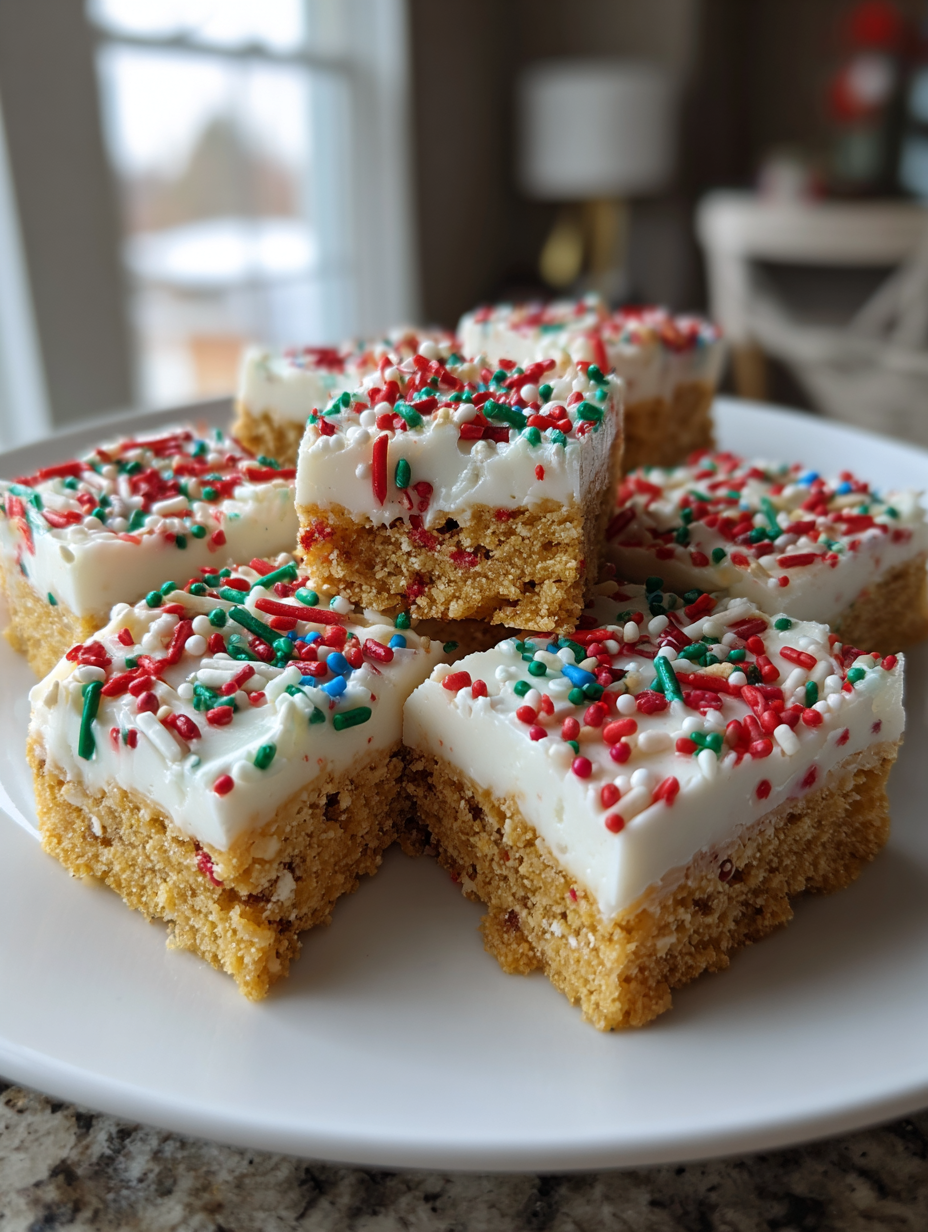 SANTA’S NO-BAKE SUGAR COOKIE BARS: Easy and Delicious Holiday Treats