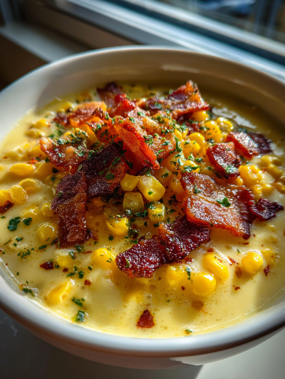Creamy Corn Chowder with Bacon: Deliciously Rich and Flavorful